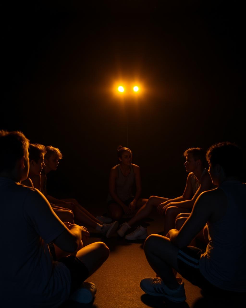Group workshop with young athletes sitting in a circle